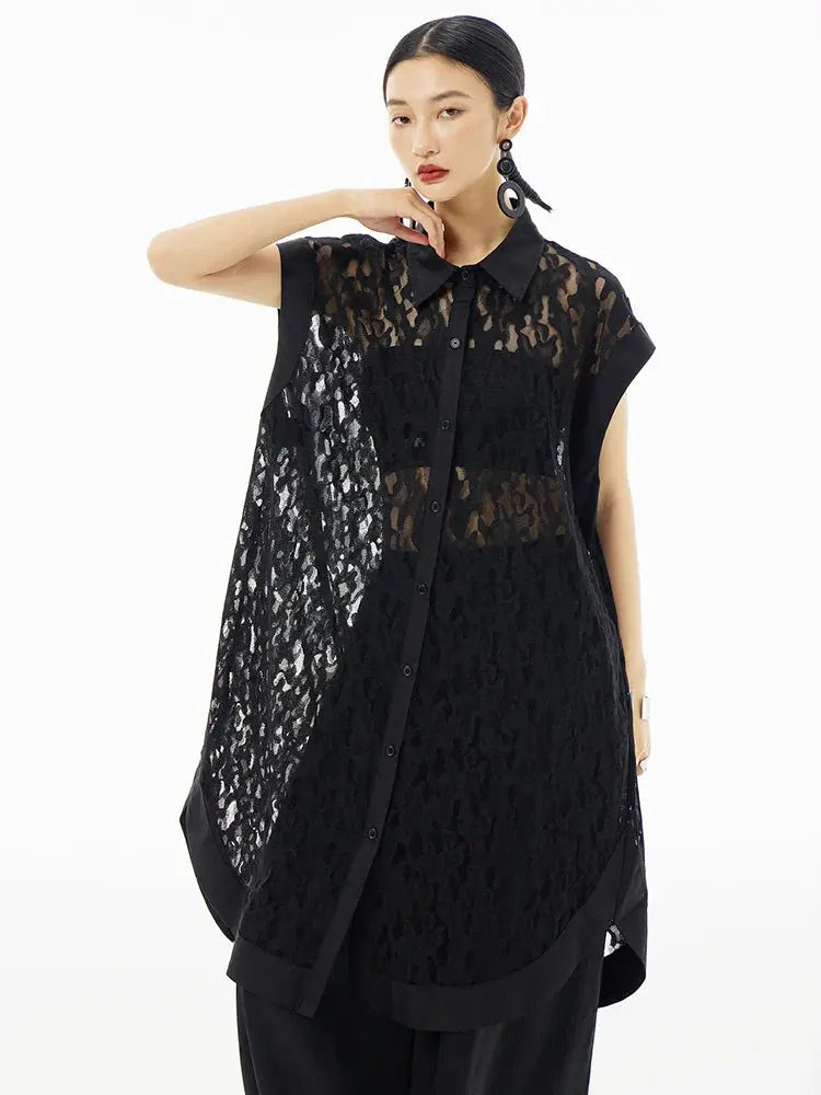 Merrka Sheer Sleeveless Shirt by Marigold Shadows Marigold Shadows