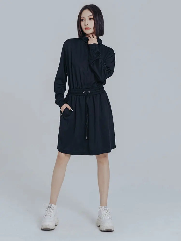 Mooni Drawstring Sweatshirt Dress by Marigold Shadows Marigold Shadows