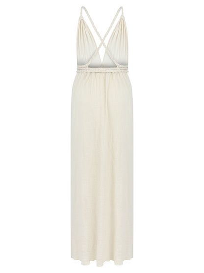 Muse Braided Straps Dress - Natural