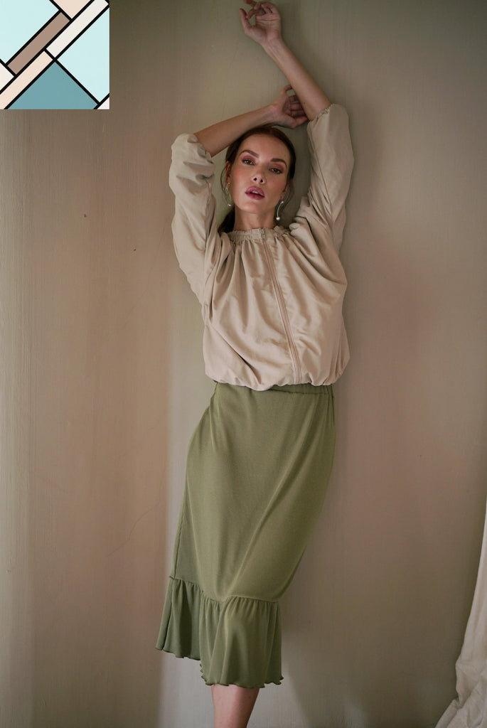 NORMA Recycled Ruffle Jacket, in Beige by BrunnaCo BRUNNA CO