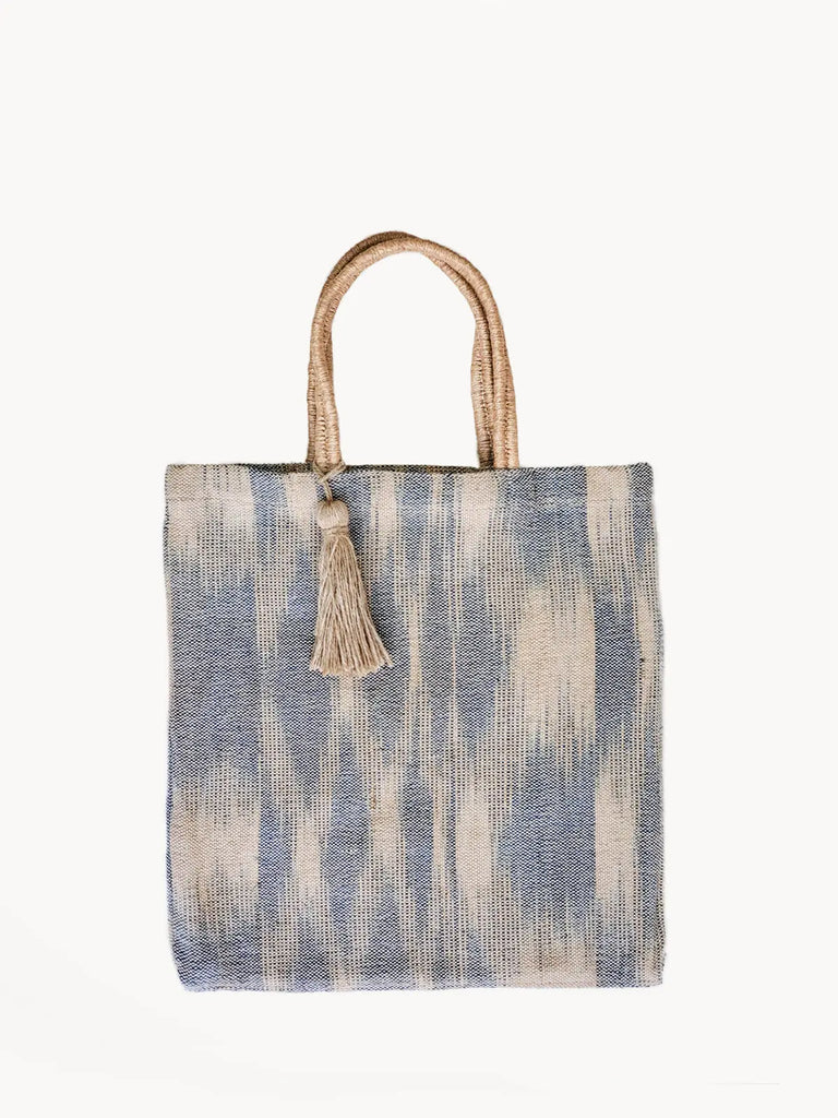 Nadi Jute Canvas Tote Bag - Blue by KORISSA KORISSA