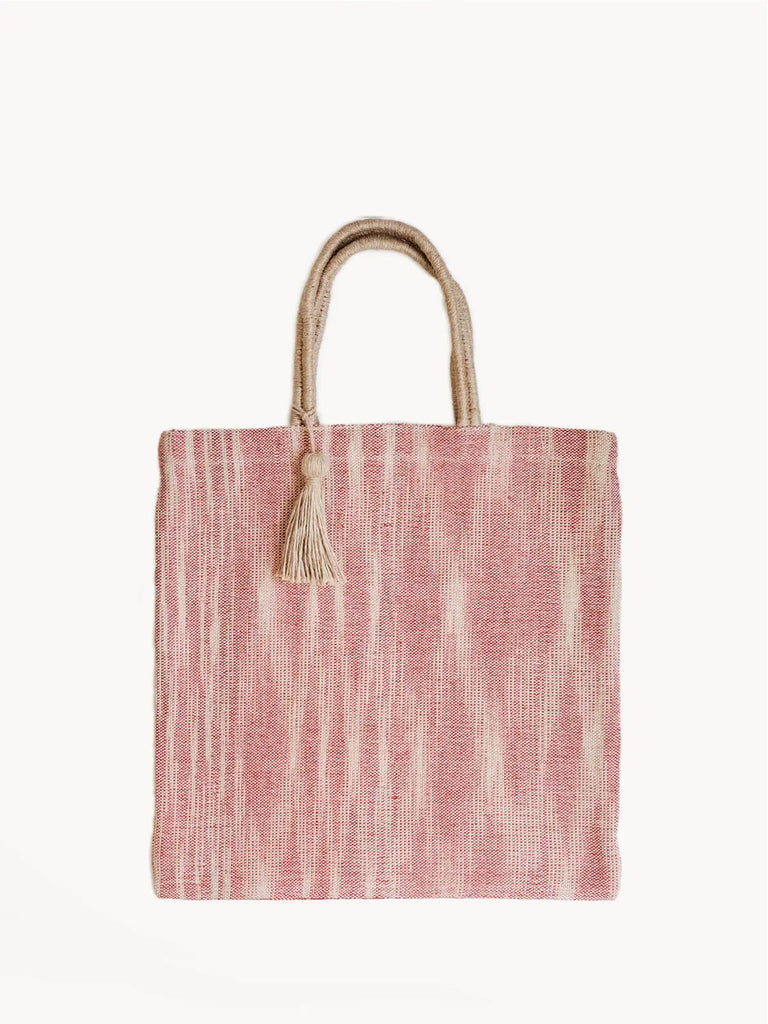 Nadi Jute Canvas Tote Bag - Red by KORISSA KORISSA