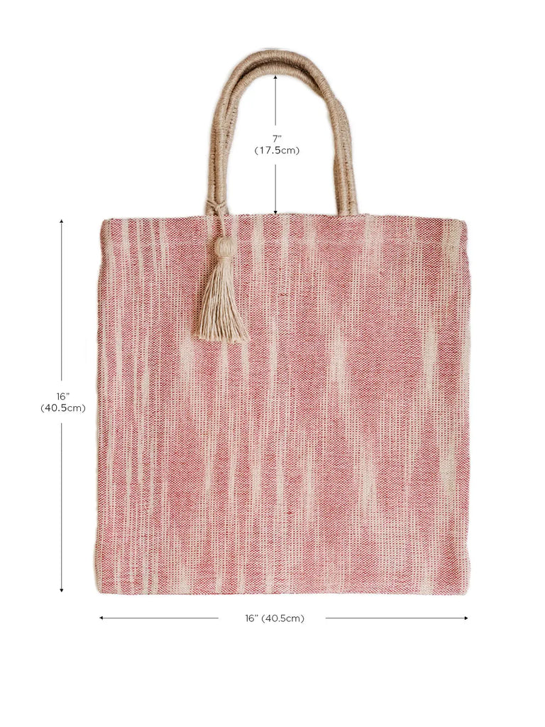 Nadi Jute Canvas Tote Bag - Red by KORISSA KORISSA