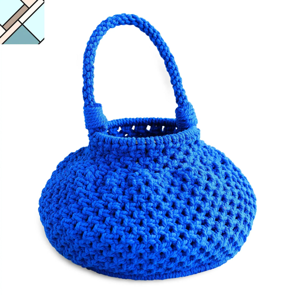 Naga Macrame Bucket Bag, in Azure Blue by BrunnaCo BRUNNA CO