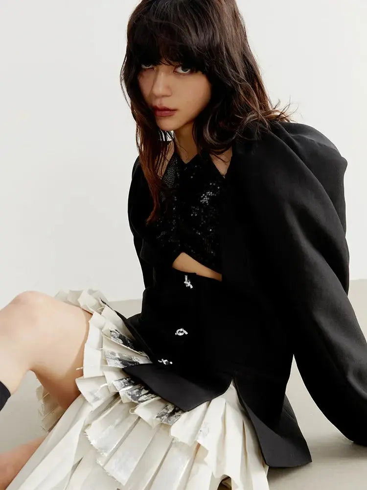 Nandy Puff Sleeve Cut-Out Coat by Marigold Shadows Marigold Shadows