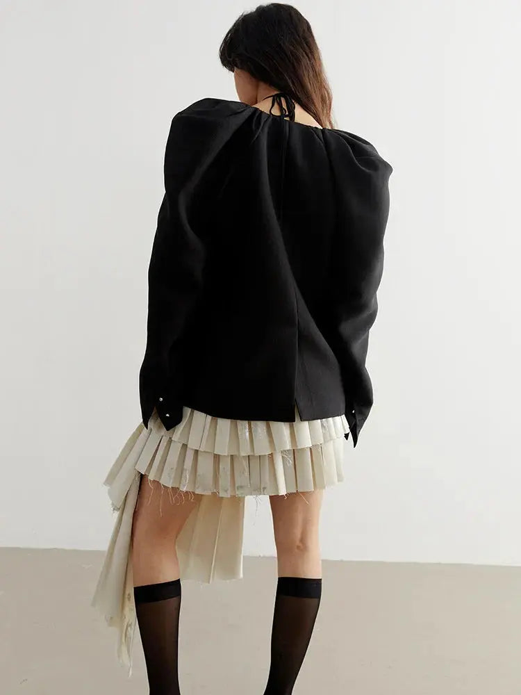 Nandy Puff Sleeve Cut-Out Coat by Marigold Shadows Marigold Shadows