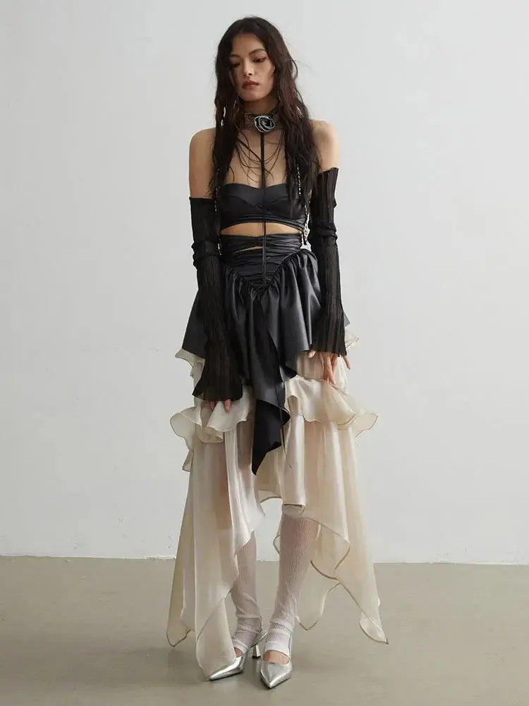 Naustia Ruffled Tube Top Shirt by Marigold Shadows Marigold Shadows