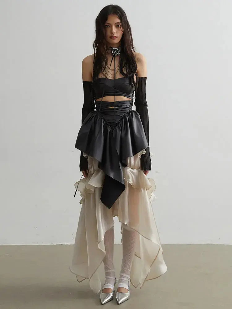 Naustia Ruffled Tube Top Shirt by Marigold Shadows Marigold Shadows