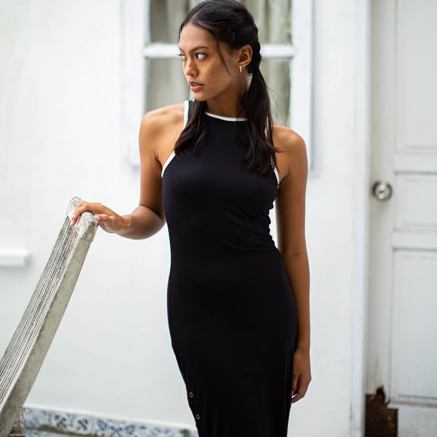 OLA Organic Cotton Midi Dress in Black
