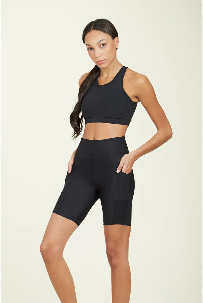 Over-Time Recycled Poly Biker Shorts in Black by ALAMAE ALAMAE