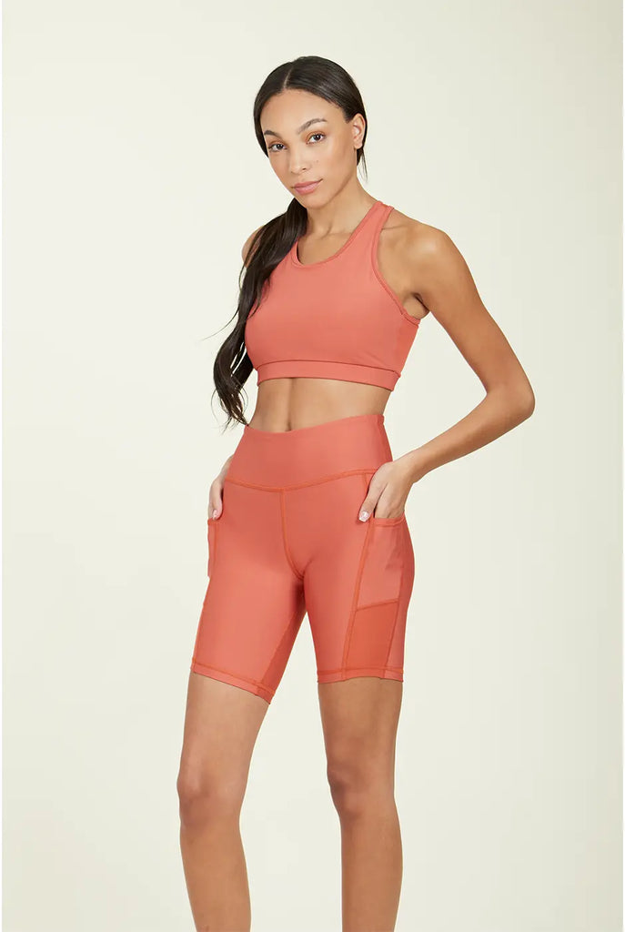 Over-Time Recycled Poly Biker Shorts in Hotsauce by ALAMAE ALAMAE