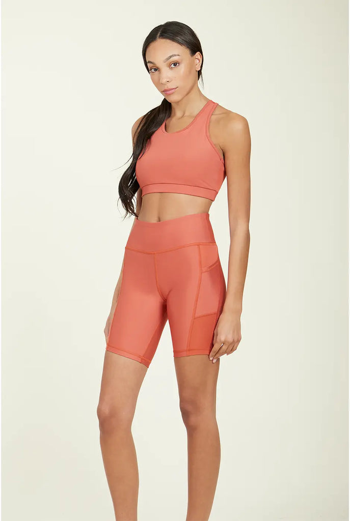 Over-Time Recycled Poly Biker Shorts in Hotsauce by ALAMAE ALAMAE