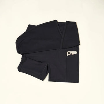 Over-Time Recycled Poly Double Layer Skort in Black by ALAMAE ALAMAE
