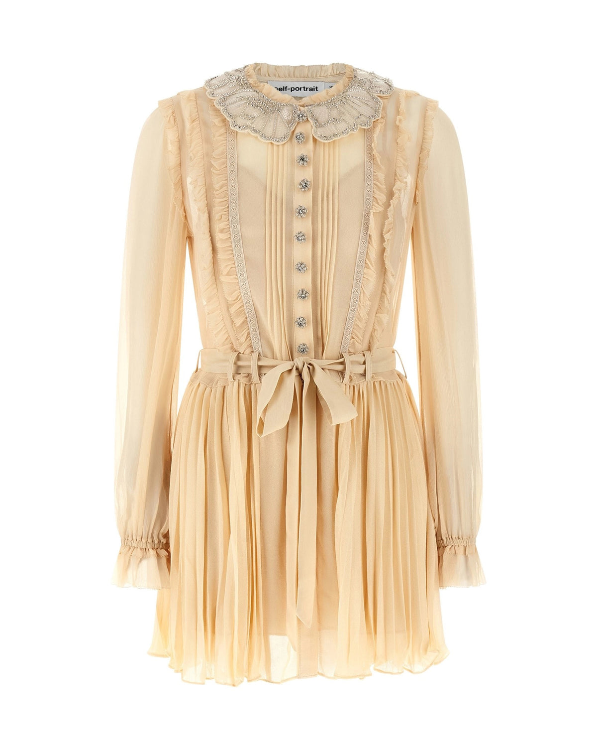 Mini Pleated Shirtdress Tan