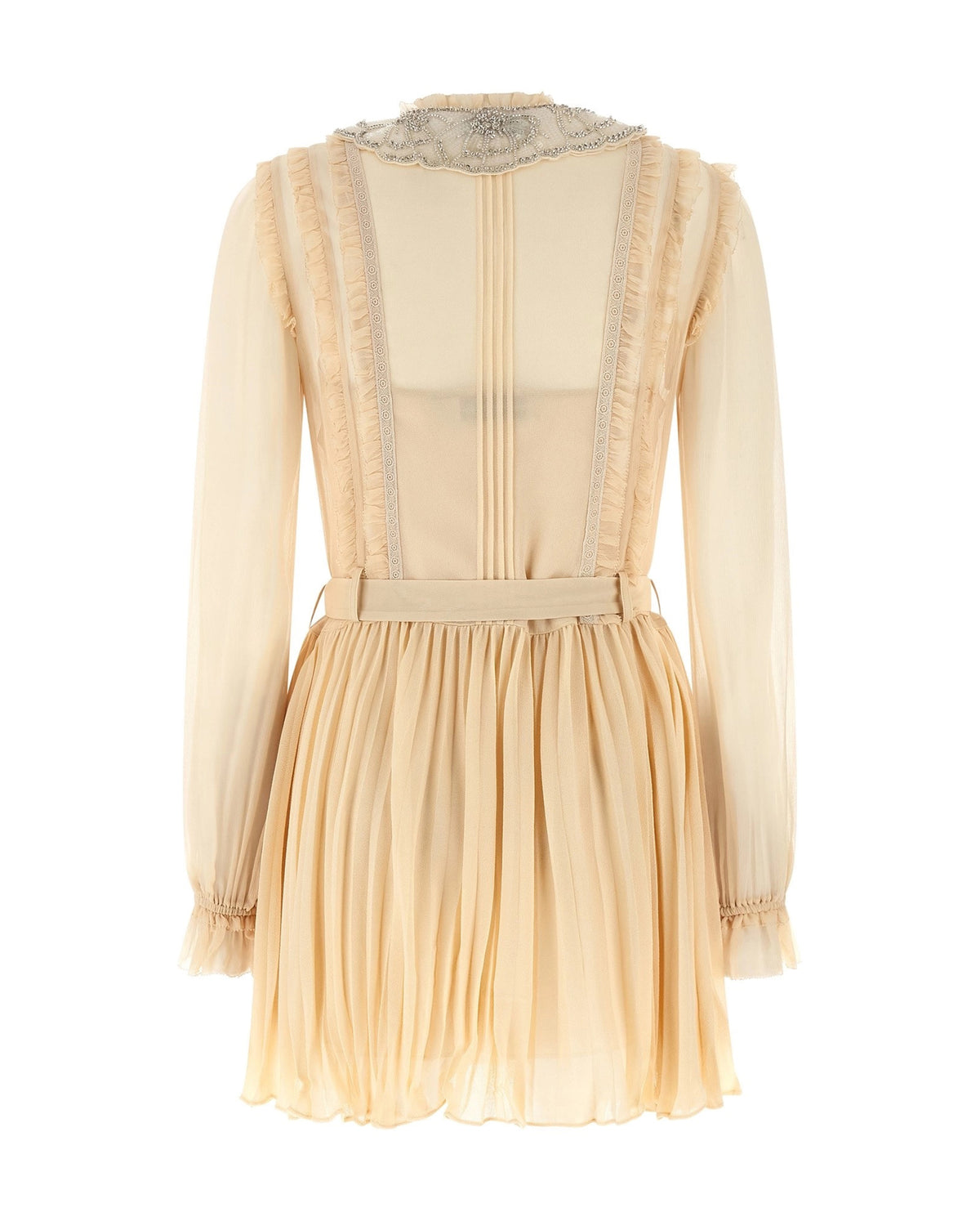 Mini Pleated Shirtdress Tan
