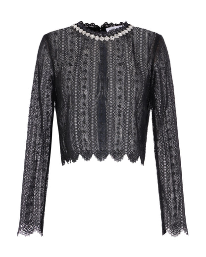 Top Black Lace With Crystals