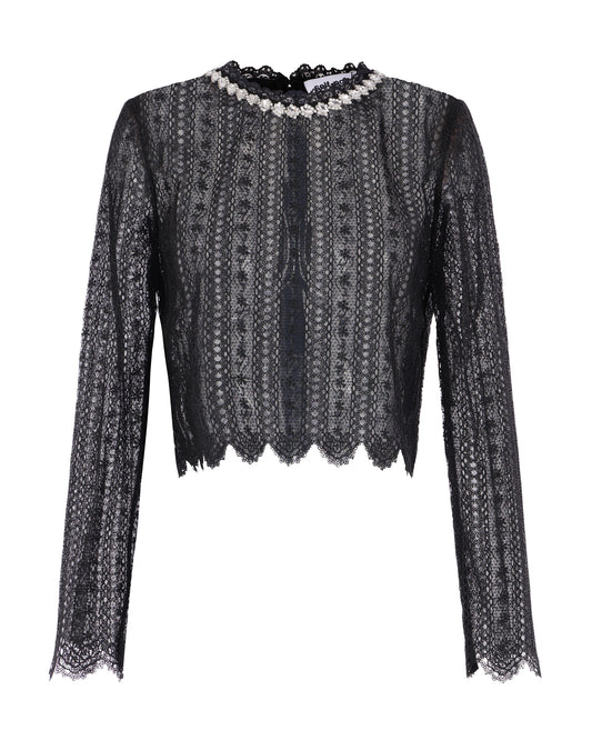 Top Black Lace With Crystals
