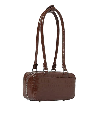 Shoulder Bag Crocodile-Effect Brown