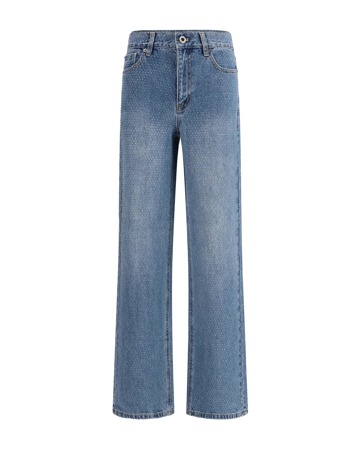 Jeans Straight With Strass, Blue