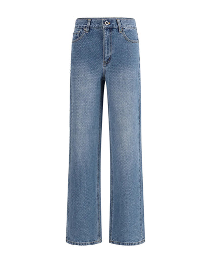 Jeans Straight With Strass, Blue