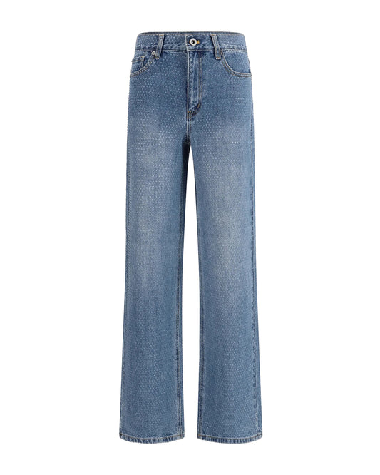 Jeans Straight With Strass, Blue