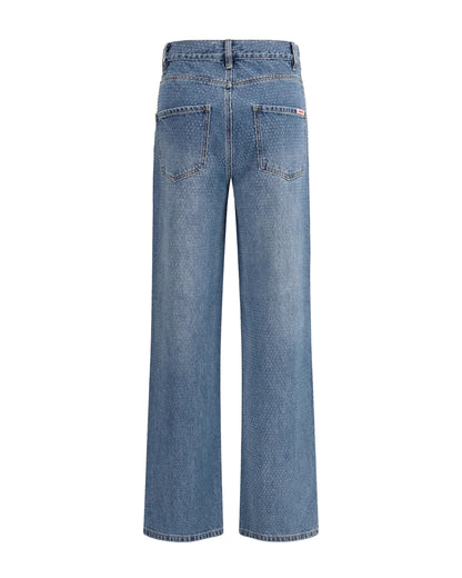Jeans Straight With Strass, Blue