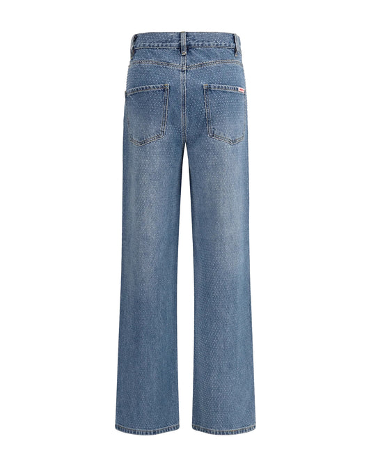 Jeans Straight With Strass, Blue