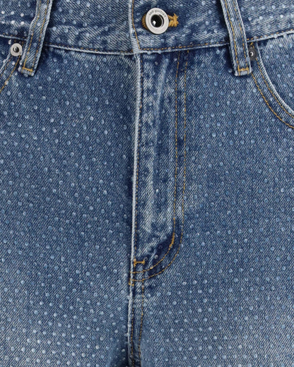 Jeans Straight With Strass, Blue
