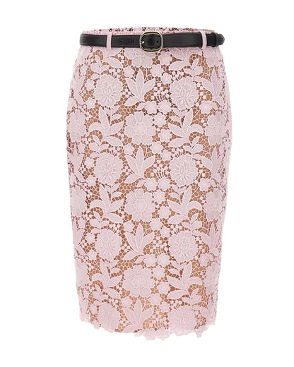 Midi Skirt Pink Lace