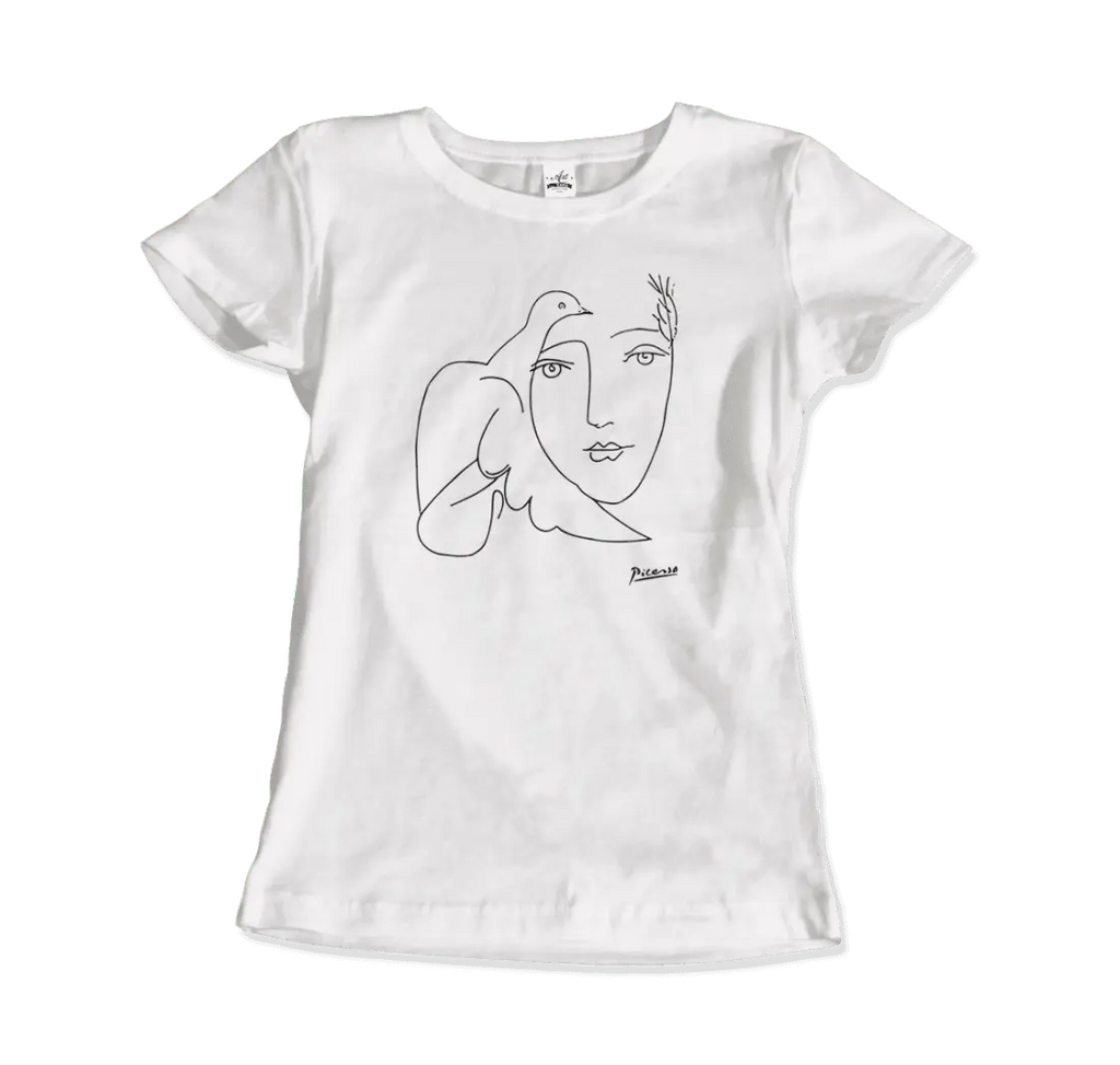 Pablo Picasso Peace (Dove and Face) Artwork T-Shirt by Art-O-Rama Shop ART-O-RAMA-SHOP
