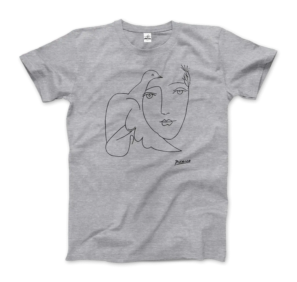 Pablo Picasso Peace (Dove and Face) Artwork T-Shirt by Art-O-Rama Shop ART-O-RAMA-SHOP