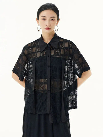 Palaza Sheer Lace Blouse by Marigold Shadows Marigold Shadows