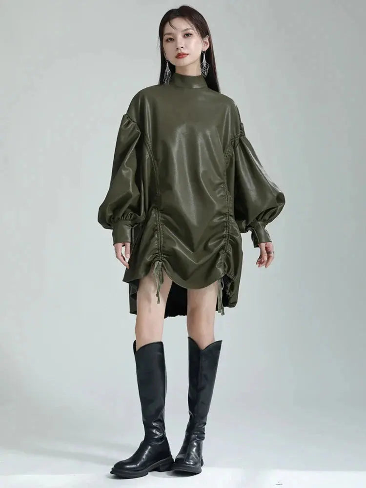 Paoula Ruched Dress - Green by Marigold Shadows Marigold Shadows