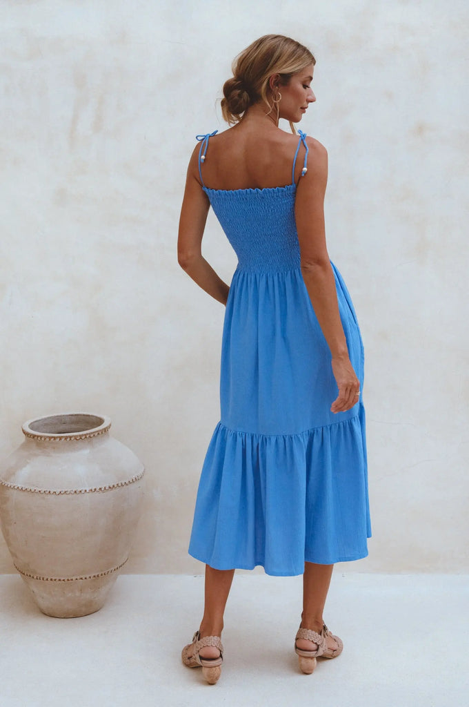 Paradiso Strappy Linen Midi Dress by Bali ELF Bali ELF