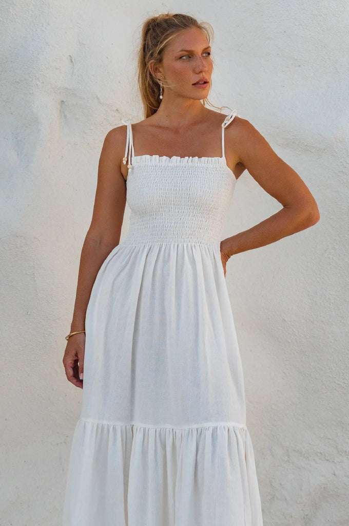 Paradiso Strappy Linen Midi Dress by Bali ELF Bali ELF