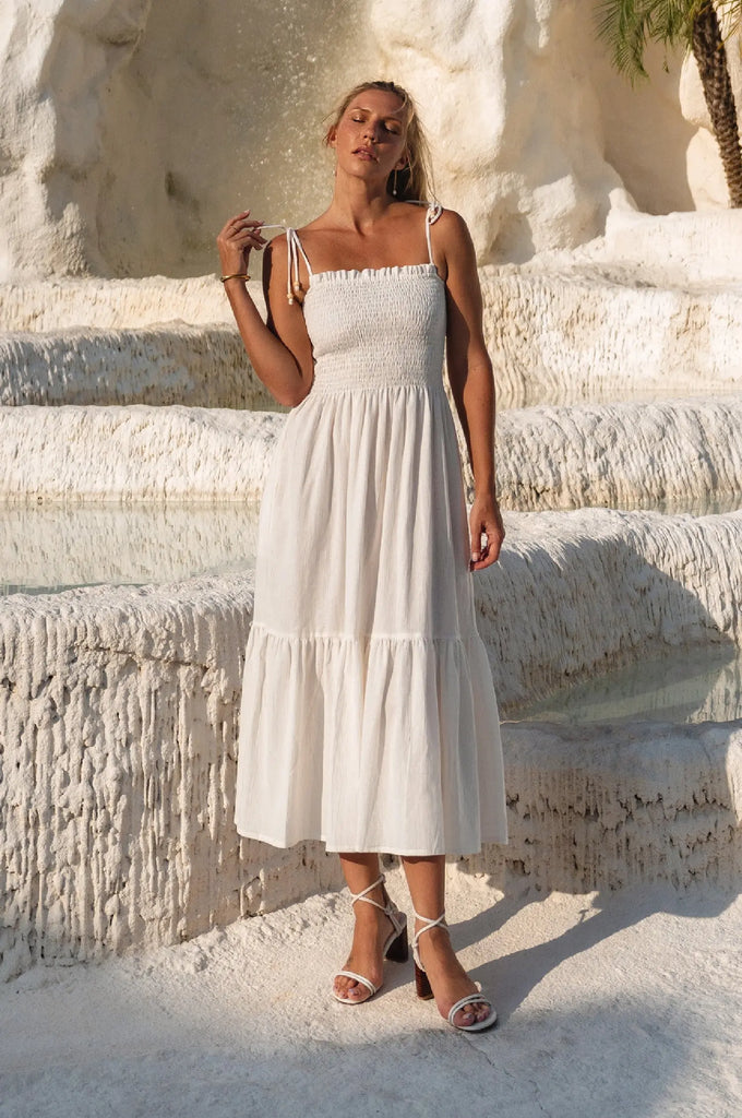 Paradiso Strappy Linen Midi Dress by Bali ELF Bali ELF