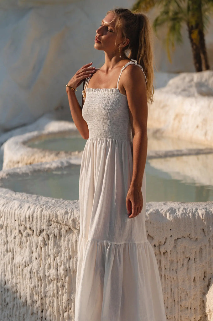 Paradiso Strappy Linen Midi Dress by Bali ELF Bali ELF