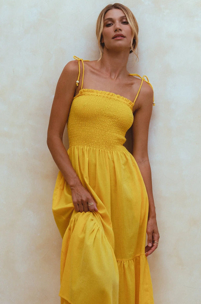 Paradiso Strappy Linen Midi Dress by Bali ELF Bali ELF