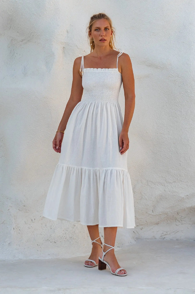 Paradiso Strappy Linen Midi Dress by Bali ELF Bali ELF