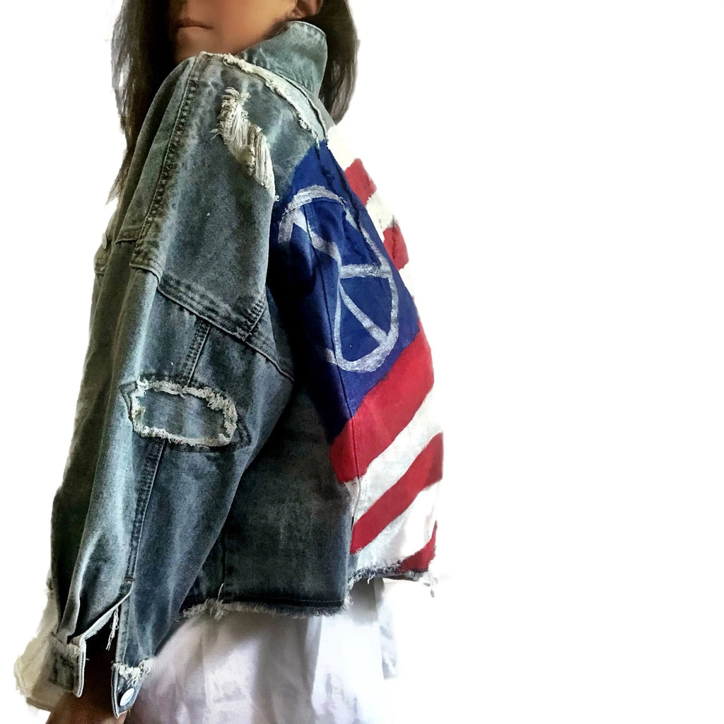 'Peace Flag' Denim Jacket by Wren + Glory Wren + Glory