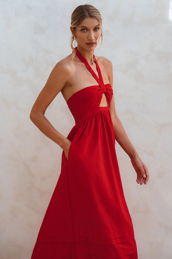 Penelope Halter Linen Maxi Dress by Bali ELF Bali ELF