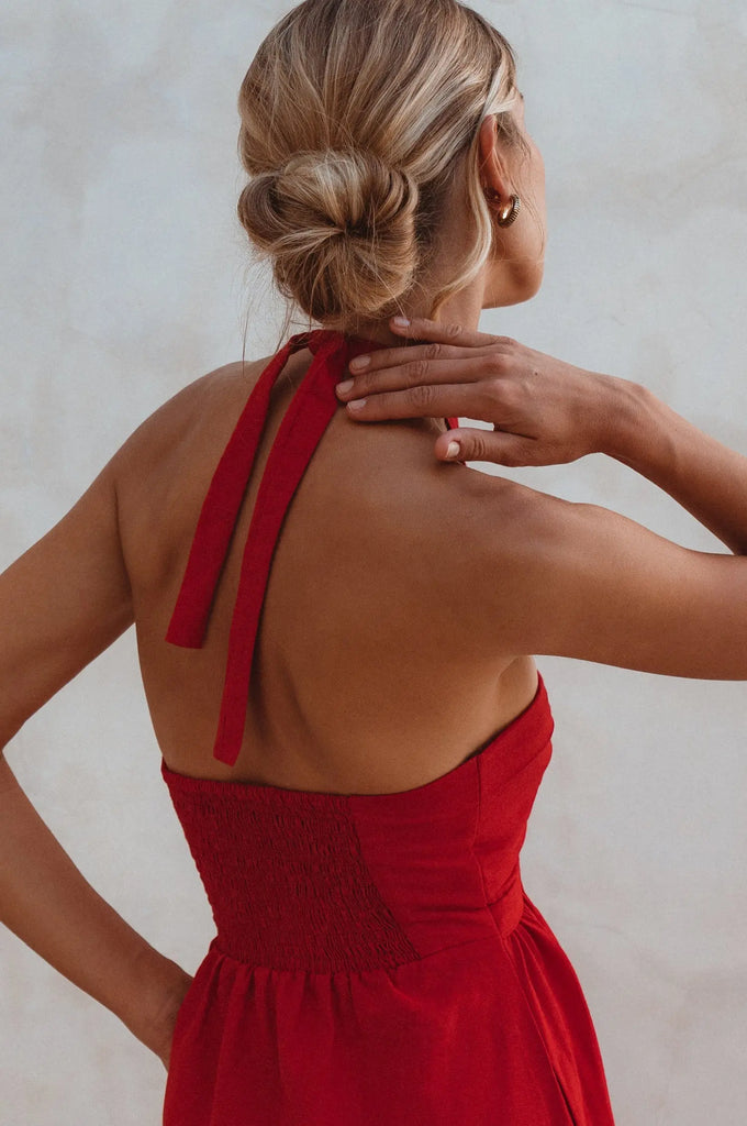 Penelope Halter Linen Maxi Dress by Bali ELF Bali ELF