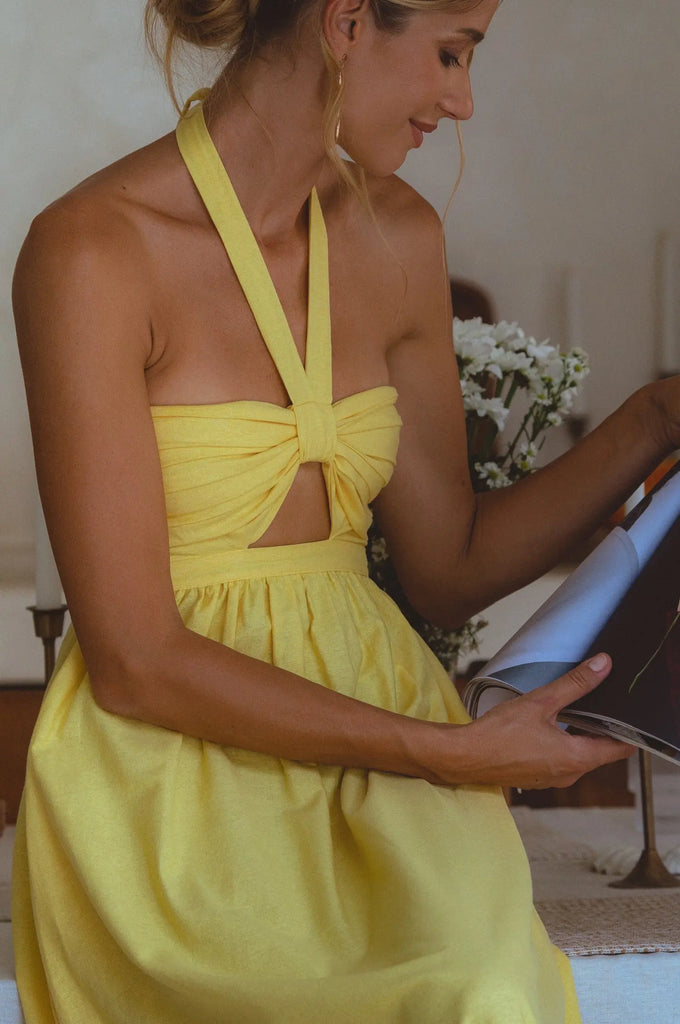 Penelope Halter Linen Maxi Dress by Bali ELF Bali ELF