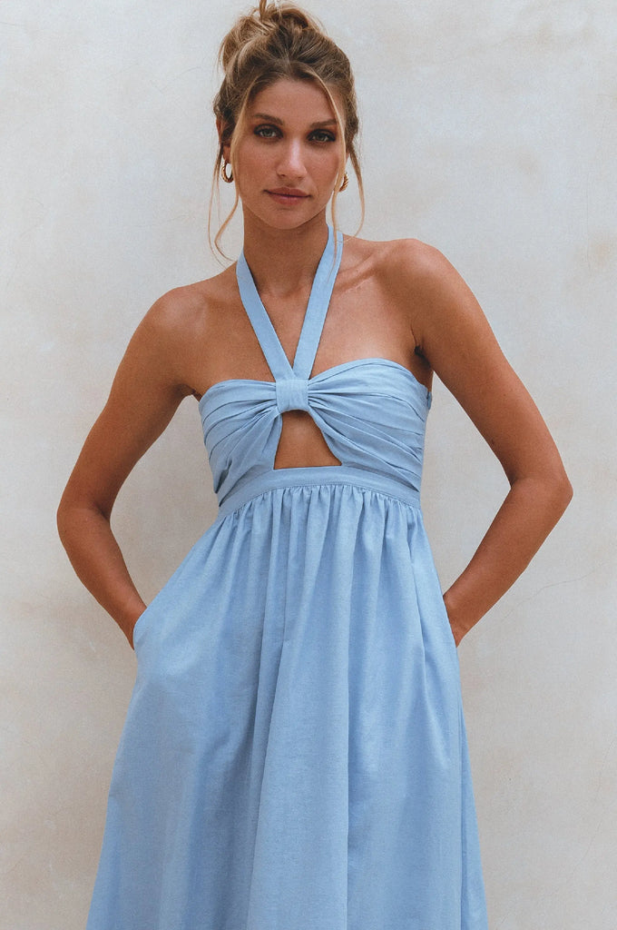Penelope Halter Linen Maxi Dress by Bali ELF Bali ELF