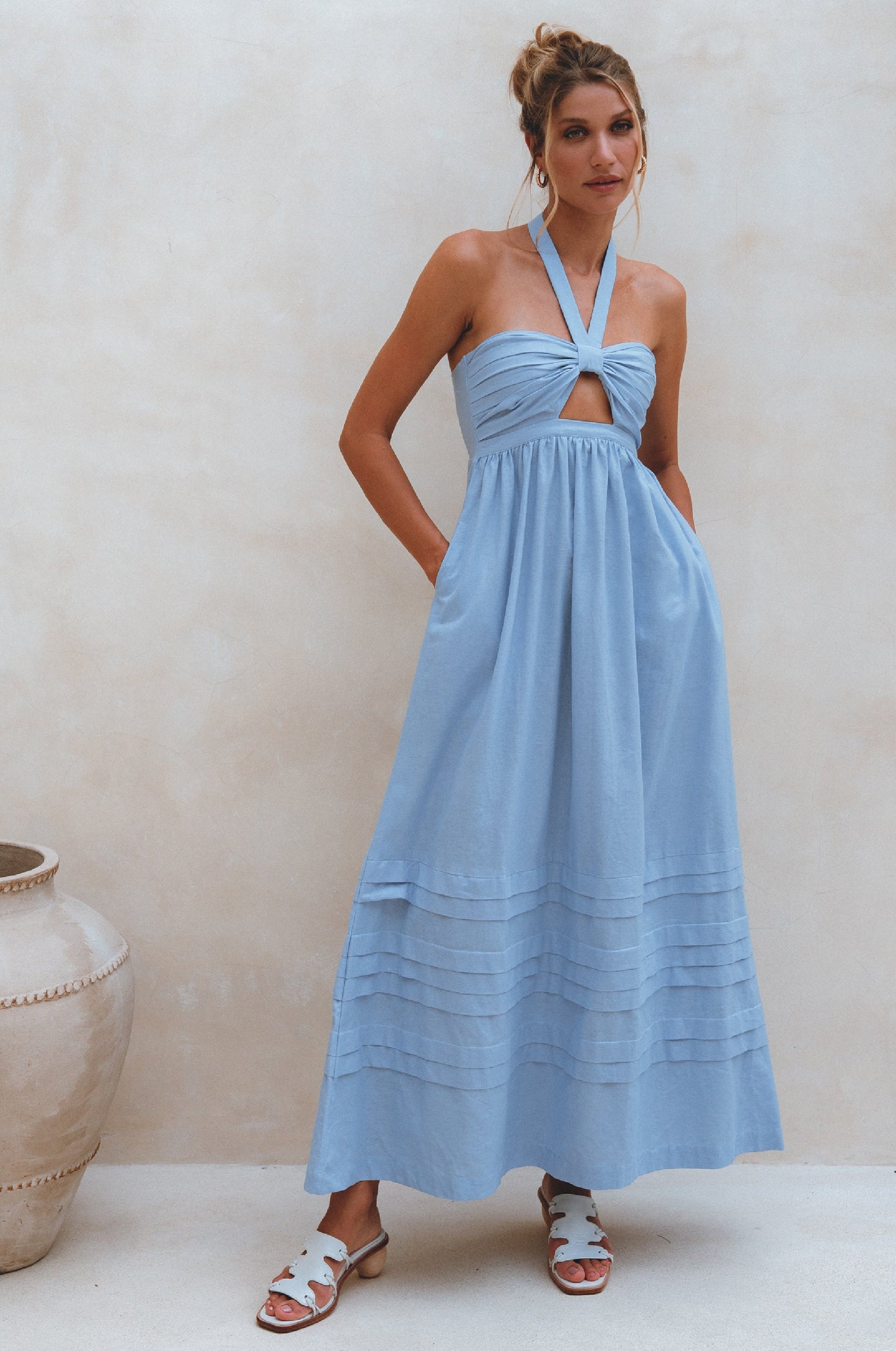 Penelope Halter Linen Maxi Dress