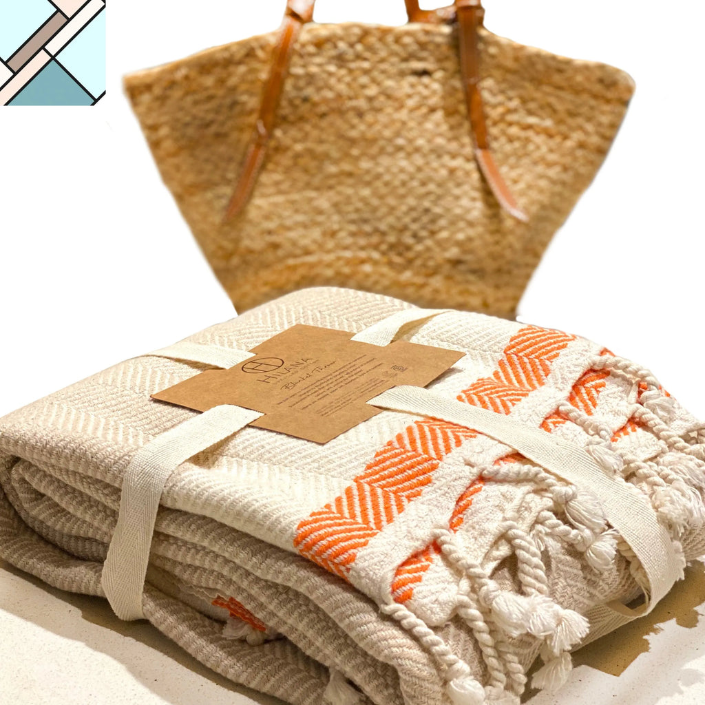 Pipa Sustainable Hand-loomed Throw Blanket - Beige by Eco Hilana HILANA UPCYCLED COTTON