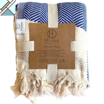 Pipa Sustainable Hand-loomed Throw Blanket - Blue by Eco Hilana HILANA UPCYCLED COTTON