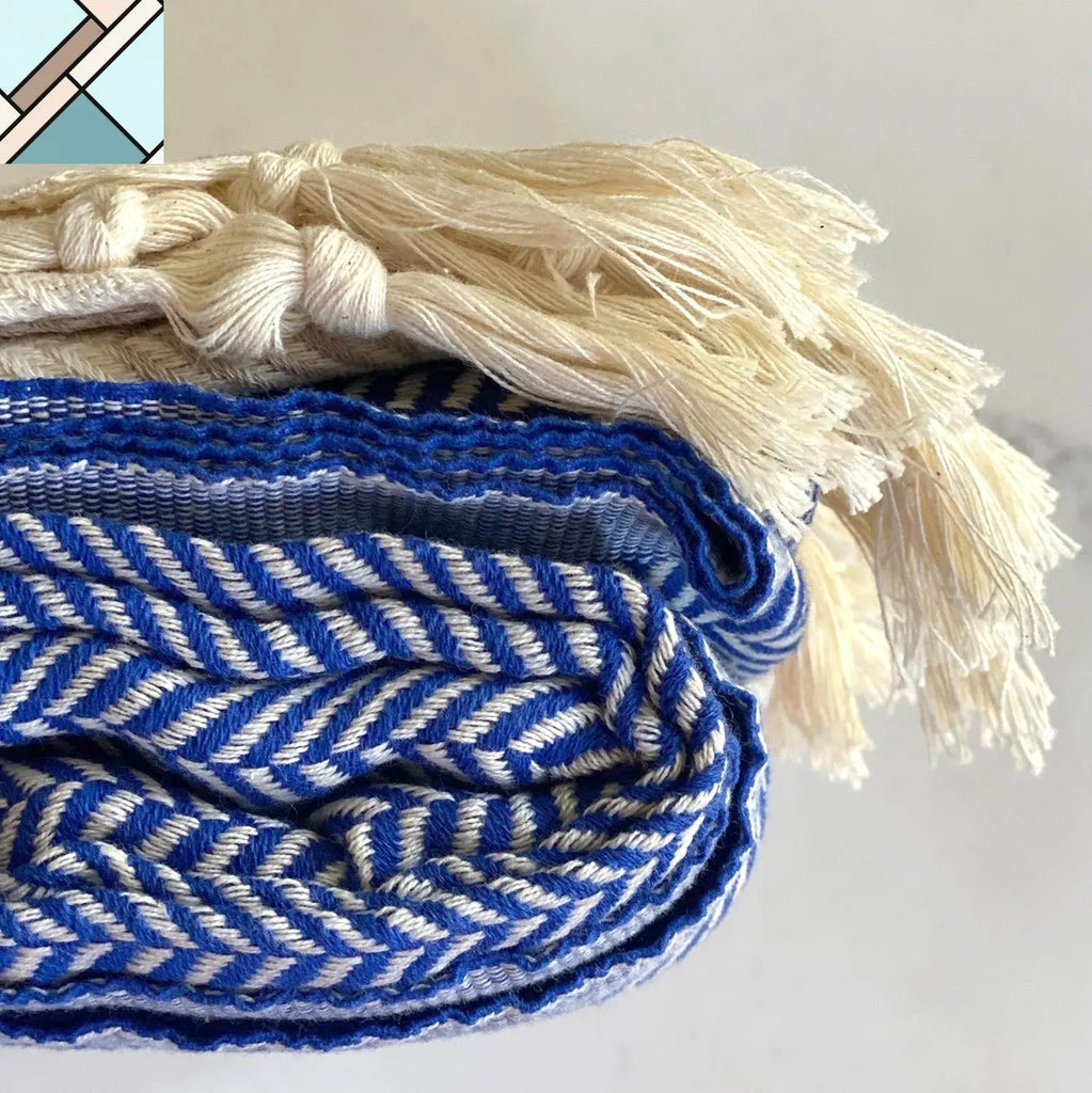 Pipa Sustainable Hand-loomed Throw Blanket - Blue by Eco Hilana HILANA UPCYCLED COTTON