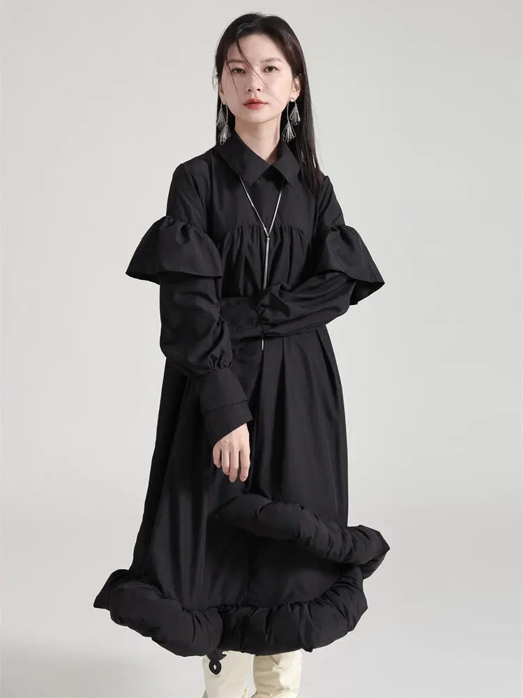 Plufey Long Sleeve Puff Dress - Black by Marigold Shadows Marigold Shadows