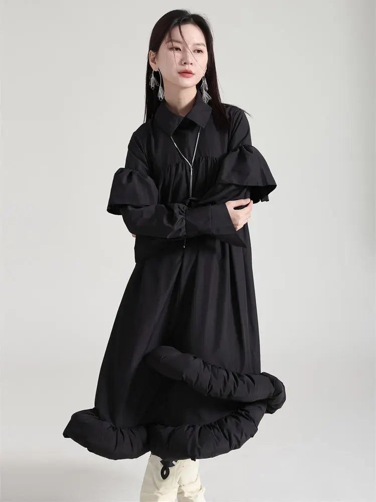 Plufey Long Sleeve Puff Dress - Black by Marigold Shadows Marigold Shadows